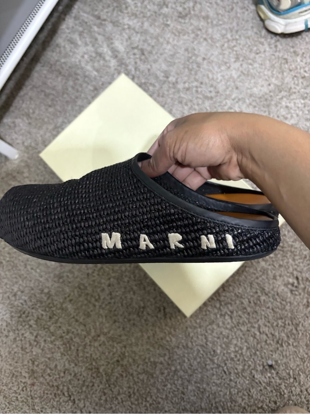 Marni Black Woven Logo Mule